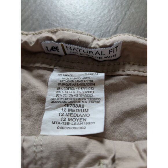 Lee Natural Fit Beige Cotton/Spandex Womens Skort Size 12 Front & Back Pockets - Picture 2 of 5